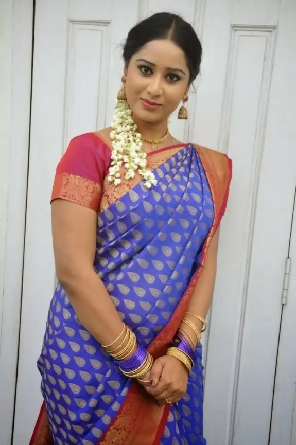 GLAMOROUS INDIAN TV SERIAL ACTRESS SNEHA IN BLUE SAREE 9